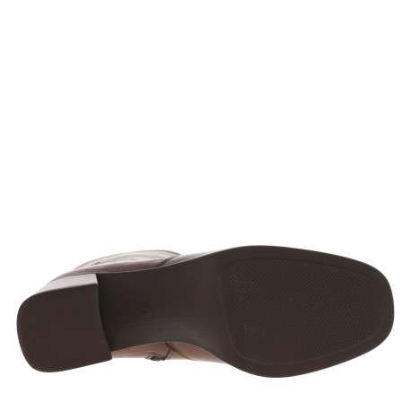 Boots en cuir cognac à semelle à talon décroché haut avec une fermeture zippée - Image 6