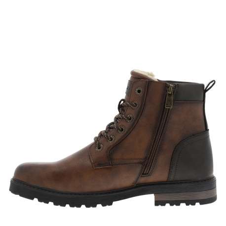 Bottines noisette à talon plat avec un zip et des lacets ronds - Image 3