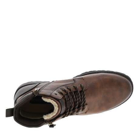 Bottines noisette à talon plat avec un zip et des lacets ronds - Image 5