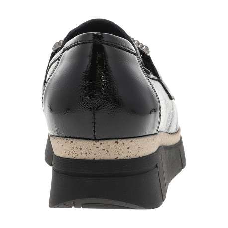 Mocassins en cuir noirs avec semelle à talon plat et soufflets élastiqués - Image 4