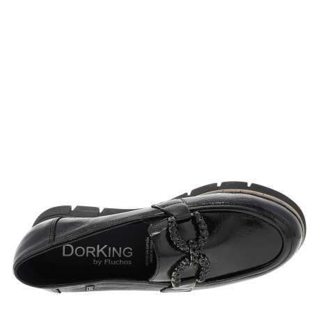 Mocassins en cuir noirs avec semelle à talon plat et soufflets élastiqués - Image 5