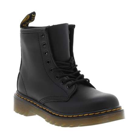 Bottillons en cuir noirs à talon décroché bas avec des lacets et un zip latéral - Image 2