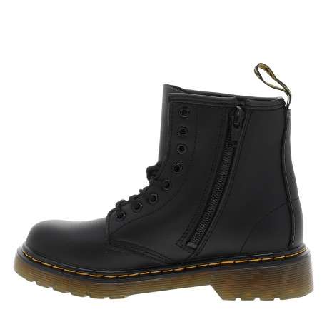 Bottillons en cuir noirs à talon décroché bas avec des lacets et un zip latéral - Image 3
