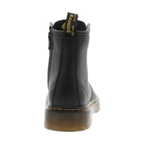 Bottillons en cuir noirs à talon décroché bas avec des lacets et un zip latéral - Image 4
