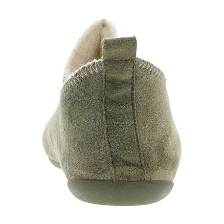 Pantoufles charentaise kaki à talon plat avec revêtement en lainage - Image 4
