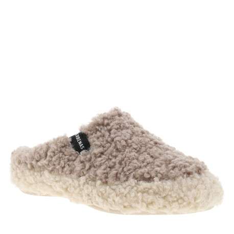 Mules blanc cassé et grises avec un patch de la marque cousu à l'avant - Image 2