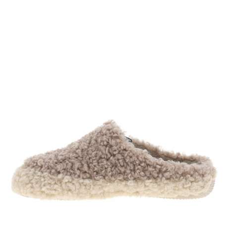 Mules blanc cassé et grises avec un patch de la marque cousu à l'avant - Image 3
