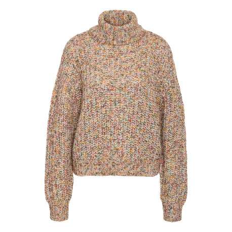 Pull en maille jersey multicolore avec un col roulé et une coupe droite