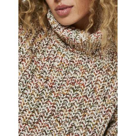 Pull en maille jersey multicolore avec un col roulé et une coupe droite - Image 3