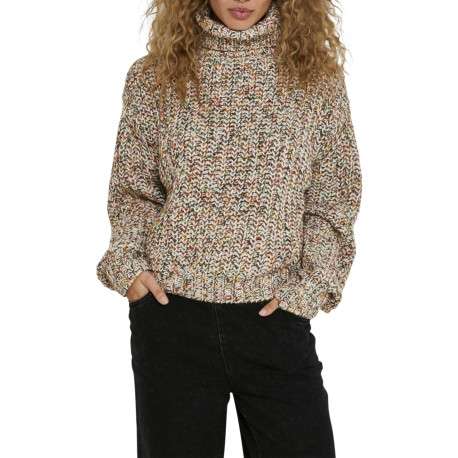 Pull en maille jersey multicolore avec un col roulé et une coupe droite - Image 4