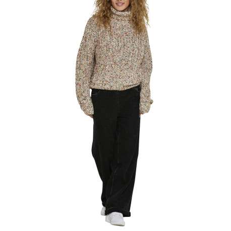 Pull en maille jersey multicolore avec un col roulé et une coupe droite - Image 5