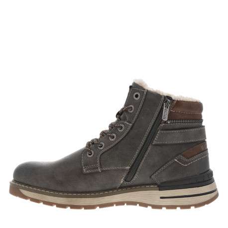 Bottines grises à talon plat avec un zip et des lacets ronds - Image 3