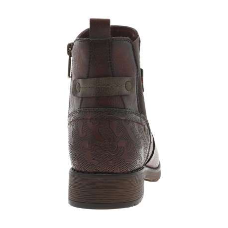 Boots bordeaux à talon décroché bas avec un zip et un soufflet élastiqué - Image 4