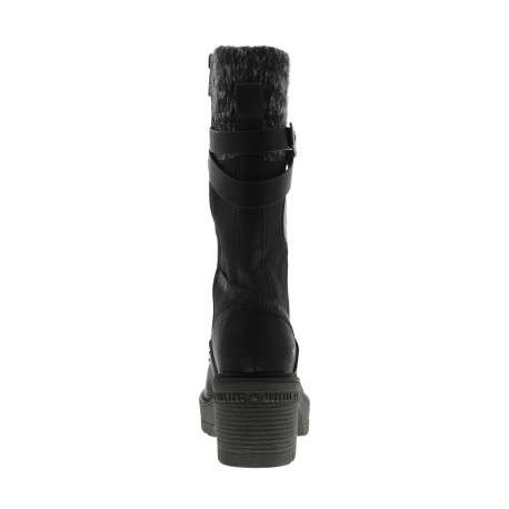 Bottes noires à talon décroché moyen avec un zip et des lacets ronds - Image 4