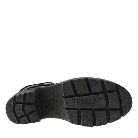 Bottes noires à talon décroché moyen avec un zip et des lacets ronds - Image 6