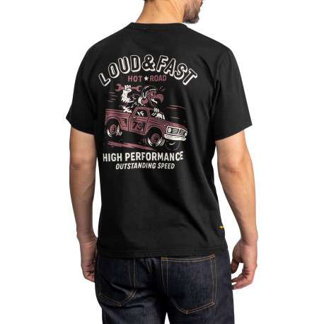 T-shirt en coton noir avec un grand imprimé vintage dans le dos - Image 2