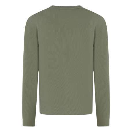 Sweat en maille gaufrée de coton mélangé vert pourvu d'une coupe droite - Image 2