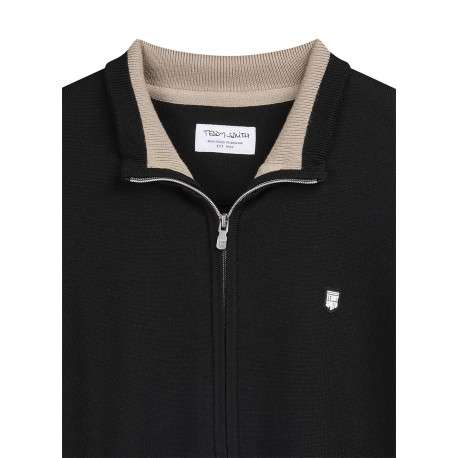 Gilet noir à coupe droite pourvu d'un col montant et de manches longues - Image 3
