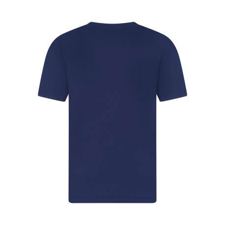 T-shirt en coton bleu à coupe droite pourvu d'un col rond et de manches courtes - Image 2