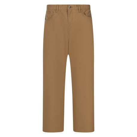 Pantalon cargo en coton beige à coupe large pourvu de huit poches