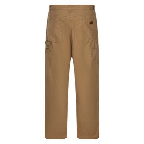 Pantalon cargo en coton beige à coupe large pourvu de huit poches - Image 2