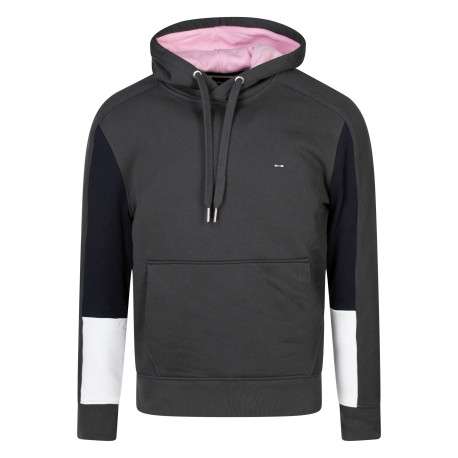 Sweat à capuche en coton kaki uni avec une coupe droite et des manches longues