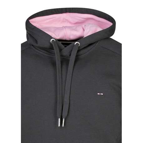 Sweat à capuche en coton kaki uni avec une coupe droite et des manches longues - Image 3