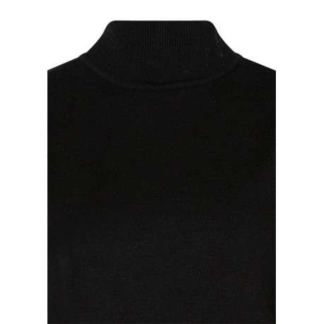 Pull noir coupe ajustée pourvu d'un col montant et de manches longues - Image 3