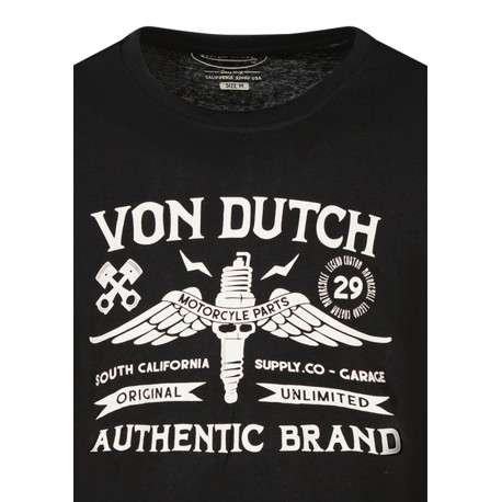 T-shirt en coton noir imprimé à coupe droite pourvu d'un col rond - Image 3