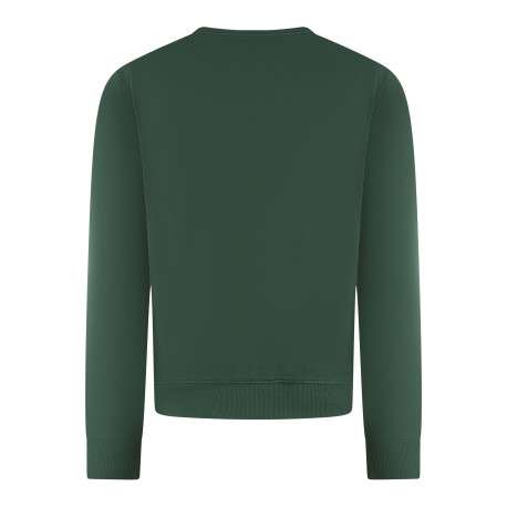 Sweat en coton vert à coupe droite pourvu d'un col rond et de manches longues - Image 2