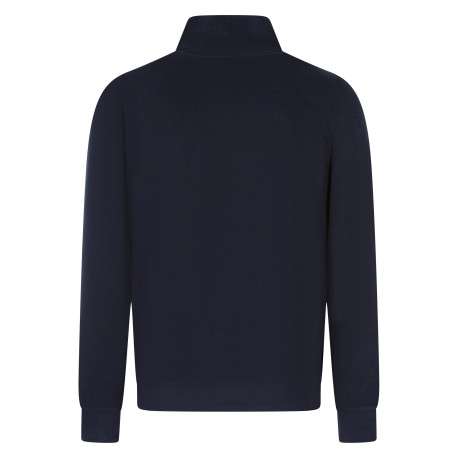 Pull en coton marine uni avec une coupe droite et un col camionneur - Image 2