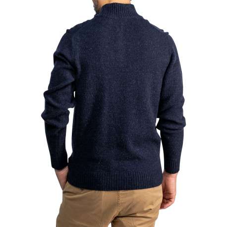 Pull en laine mélangée bleu marine à col camionneur doté d'une coupe droite - Image 2