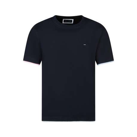 T-shirt en coton marine avec un col rond et des manches courtes