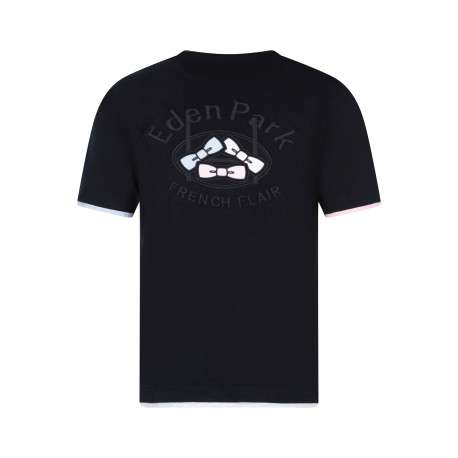 T-shirt en coton marine avec un col rond et des manches courtes - Image 2