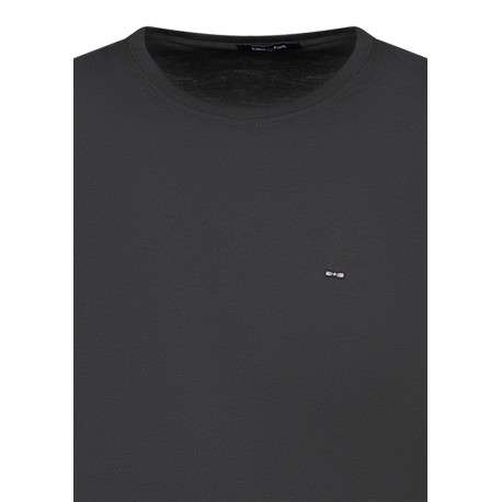 T-shirt en coton kaki uni avec une coupe droite et un col rond - Image 3