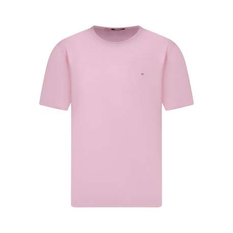 T-shirt en coton rose uni avec une coupe droite et des manches courtes