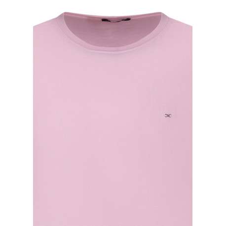 T-shirt en coton rose uni avec une coupe droite et des manches courtes - Image 3
