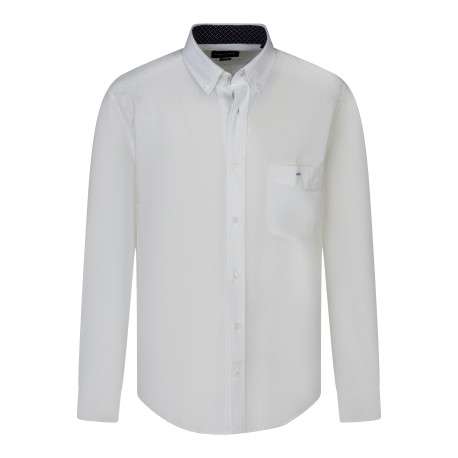 Chemise en coton blanche unie avec une coupe droite et un col américain