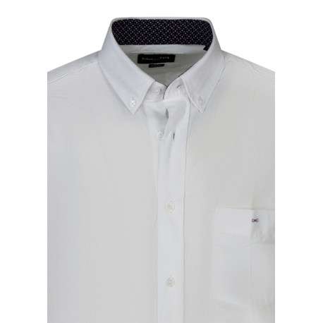 Chemise en coton blanche unie avec une coupe droite et un col américain - Image 3