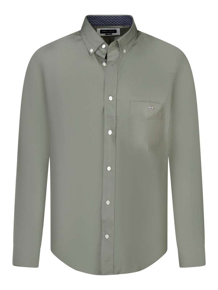 Chemise en coton kaki unie...