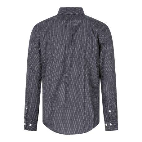 Chemise en coton noire et blanche à motifs avec un col américain - Image 2
