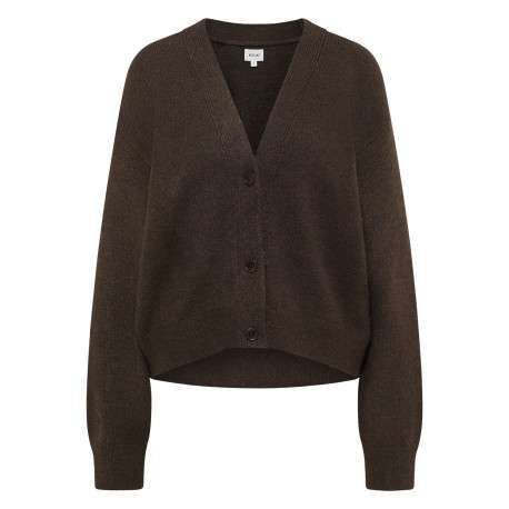 Gilet Cedalia marron à coupe droite pourvu d'un col v et de manches longues
