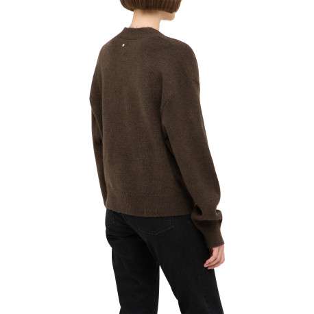 Gilet Cedalia marron à coupe droite pourvu d'un col v et de manches longues - Image 3