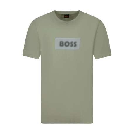 T-shirt vert d'eau en coton avec un imprimé logotypé à coupe droite