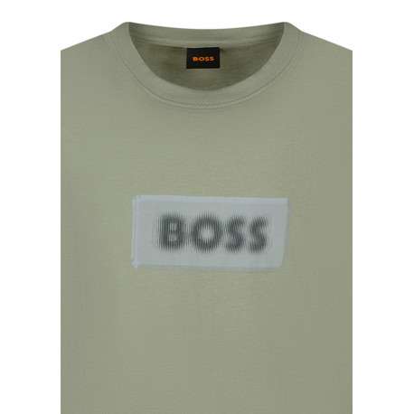 T-shirt vert d'eau en coton avec un imprimé logotypé à coupe droite - Image 3