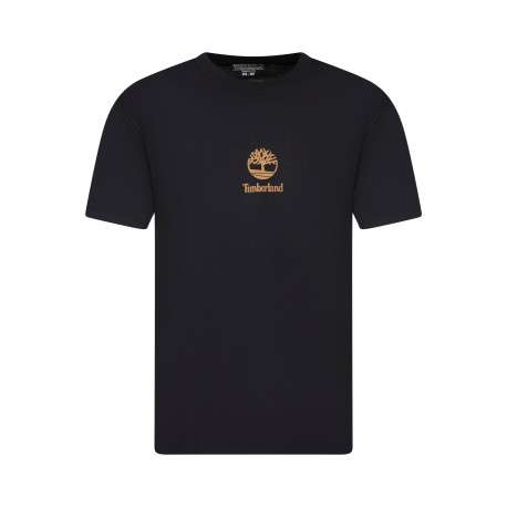 T-shirt en coton noir à coupe droite pourvu d'un col rond et de manches courtes