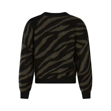 Pull noir coupe ample pourvu d'un col rond et de manches longues - Image 2