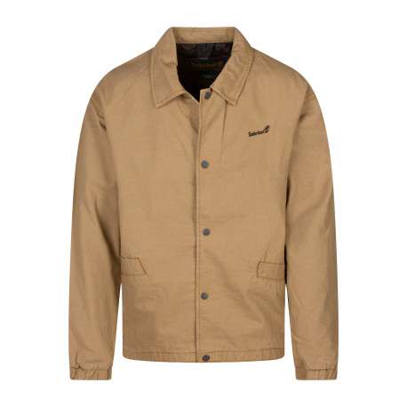 Surchemise en coton beige à coupe ample pourvue d'un col à revers