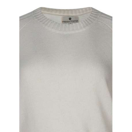 Pull écru coupe ample pourvu d'un col rond et de manches longues - Image 3