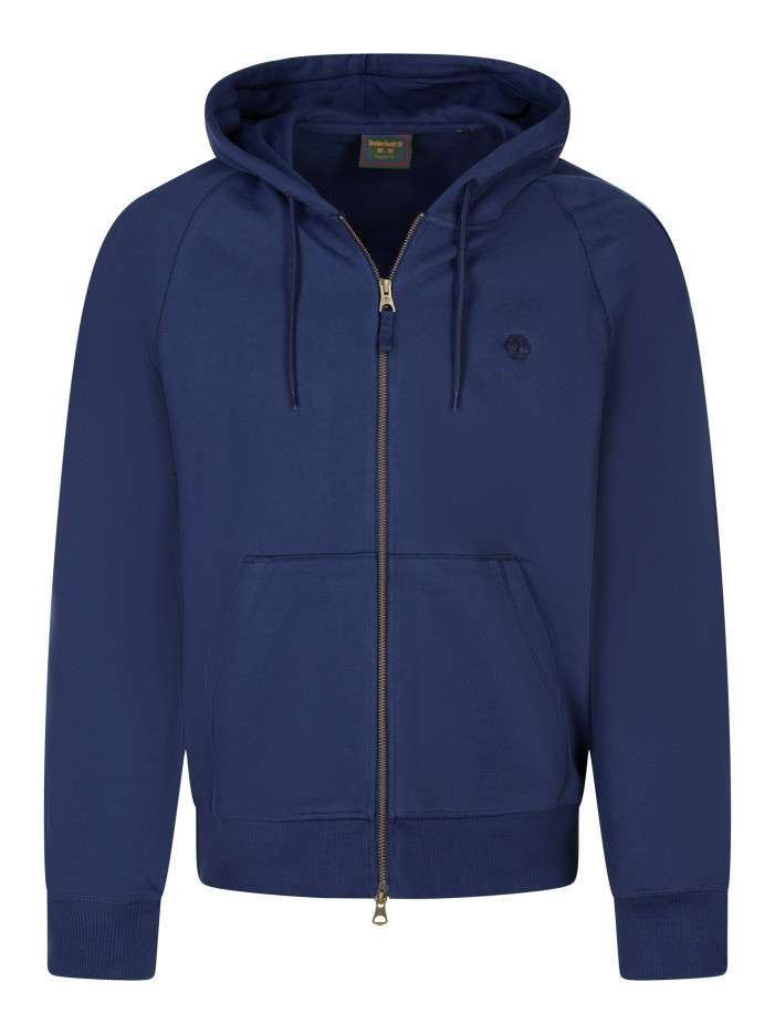 Sweat zippé en coton bleu à...
